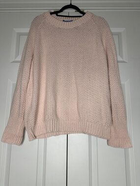 Alice Walk Baby Pink 100% Cotton Quiet Luxury Crew Neck Casual Sweater SzXL